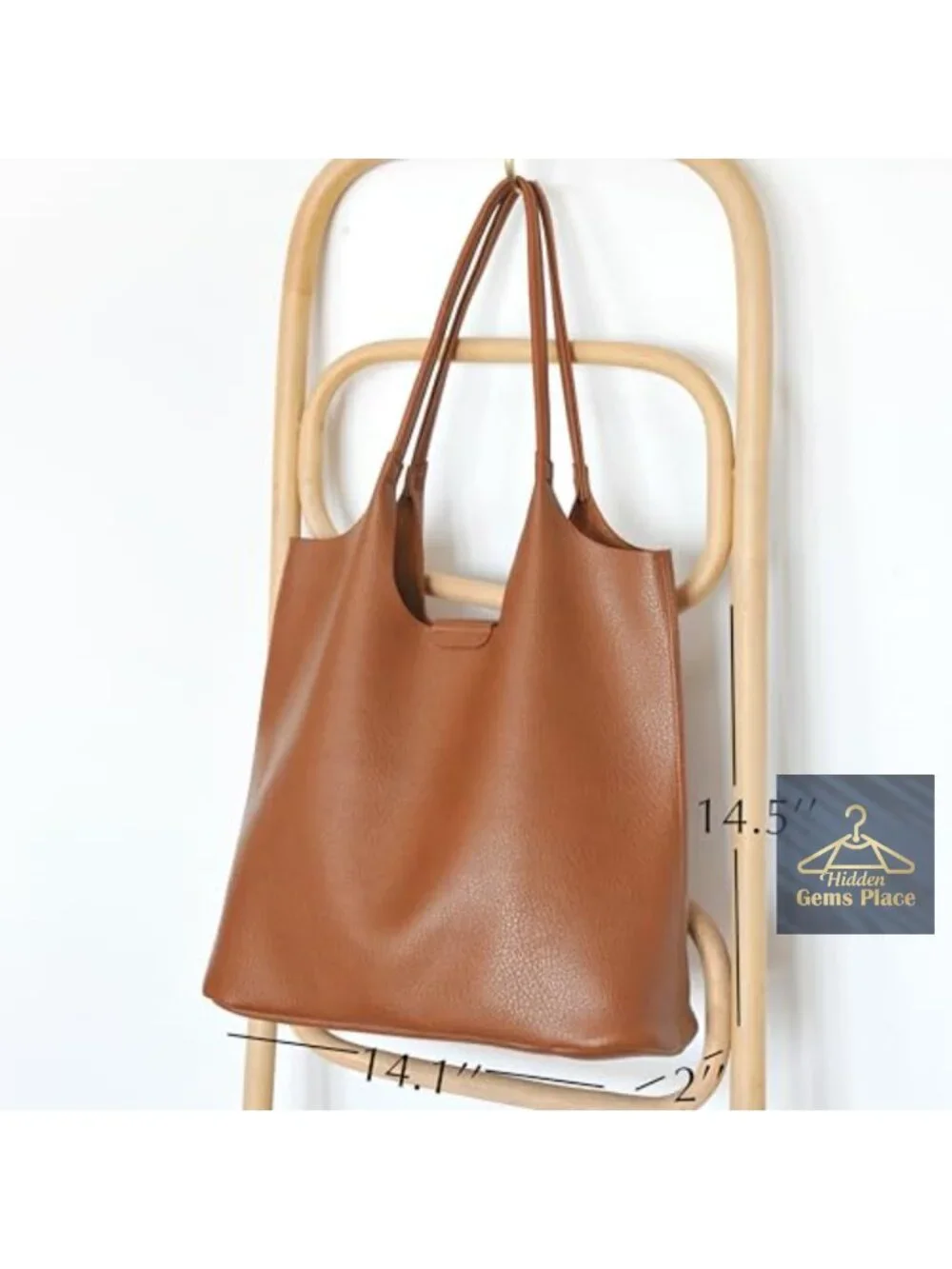 Faux Leather Tote Hobo Bag with Magnetic Snap Closure